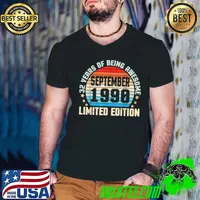 32 Years Of Being Awesome September 1990 Limited Edition Birthday T-Shirt