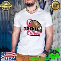 Breast Cancer Awareness Football Tackle Cancer Pink Ribbon T-Shirt