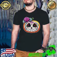 Day of the Dead Pumpkin Dia De Los Muertos Skull T-Shirt