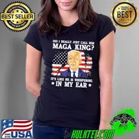 Did I really just call him maga king it's like he is whispering in my ear usa flag s Ladies Tee