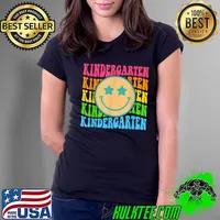 Groovy Kindergarten Vibes Face Retro Teachers Back To School T-Shirt Ladies Tee