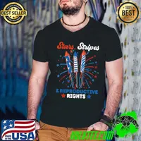 Stars Stripes Reproductive Rights Feminist Feminism Fireworks T-Shirt Guys V Neck