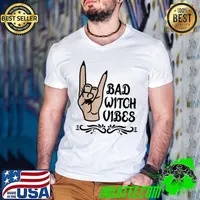 Bad witch vibes cool halloween costume witch hand spooky classic shirt