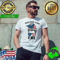 Defund The Fbi Corruption Messy Bun American Flag T-Shirt Unisex