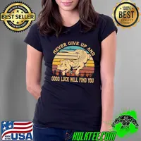 Graphic neverending story films never give up good luck will find you vintage classic s Ladies Tee
