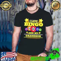 I Love Bingo And My Grandson Casino Gambling Lottery Bingo Stars T-Shirt
