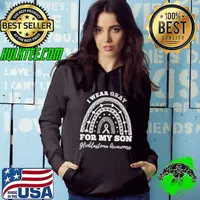 I Wear Gray For My Son Glioblastoma Awareness Rainbow Hearts T-Shirt Hoodie