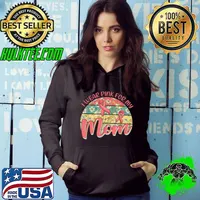 I Wear Pink For My Mom Breast Cancer Awareness Flowers Vintage Sunset T-Shirt Hoodie