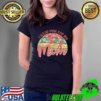 I Wear Pink For My Mom Breast Cancer Awareness Flowers Vintage Sunset T-Shirt Ladies Tee