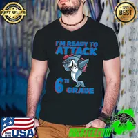 I'm Ready To Attack 6th Grade School Shark Dabbing T-Shirt