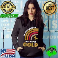 In September We Wear Gold Rainbow Childhood Cancer T-Shirt Hoodie
