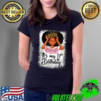 It's My 17th Birthday 17 Year Old Gift Girls Teenager Black Girl Queen Butterlies T-Shirt Ladies Tee