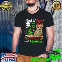 Just A Girl Who Loves Corgis And Christmas Santa Reindeer Moon Lights T-Shirt