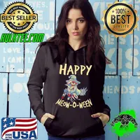 Meow Cat Meow Kitty Cat Witch Happy Meow O Ween Halloween T-Shirt Hoodie