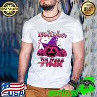 Pumpkin in october we wear pink breast cancer awareness classic shirt