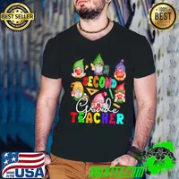 Second Grade Teacher Gnomes Holding Books Pencils T-Shirt
