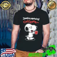 Zombie morning Snoopy funny snoop cute coffee lover Peanuts Charlie brown women's coffee sweat shirt