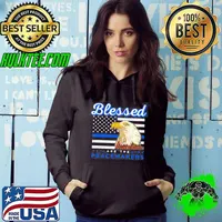 Blessed are the peacemakers thin blue line flag police blue lives matter classic s Hoodie