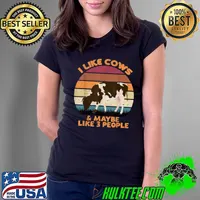 I Like Cows And Maybe Like 3 People Cow Farm Farmer Vintage T-Shirt Ladies Tee