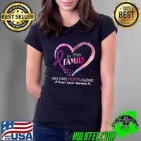 In This Family No One Fight Alone Breast Cancer Awareness Heart T-Shirt Ladies Tee