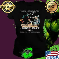 Jack sparrow pirates caribbean johnny depp thank for memories signature s Ladies tee