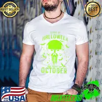 Kings Of Halloween Are Born In October Skull Bats Birthday T-Shirt