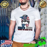Messy bun desantis airlines bringing the border to you woman girl us flag shirt