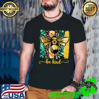 Be Kind Bee With Sunflower And Tie Dye And Leopard Unity Day Tee Gifts Anti Bullying Awareness T-Shirt