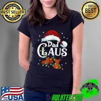 Dad Claus Santa Lights Christmas Pajama Matching Family T-Shirt Ladies Tee