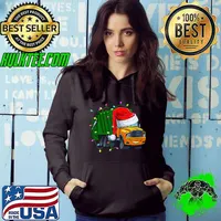Garbage Truck Lights Christmas Trash Trucks Lover Santa Hat T-Shirt Hoodie