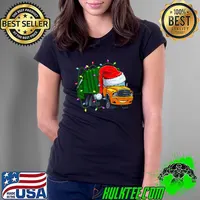 Garbage Truck Lights Christmas Trash Trucks Lover Santa Hat T-Shirt Ladies Tee