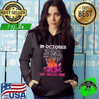 In October We Wear Pink Black Girl Breast Cancer Black Women And Sunflowers T-Shirt Hoodie