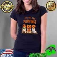Pet All The Pupkins Ghost Dog Pumpkin Halloween Costume Dog Lovers T-Shirt Ladies Tee