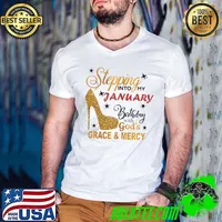 Stepping Into My January Birthday With Gods Grace And Mercy High Heel T-Shirt