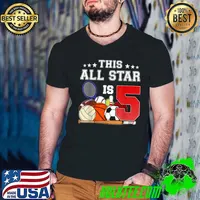 This All Star Is 5 Years Old 5th Birthday Sport Soccer Baseball T-Shirt