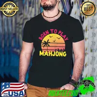 Born to play mahjong palm tree with bird vintage sunset T-Shirt