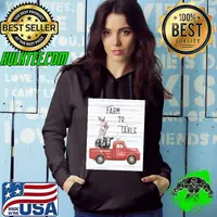 Farm Animal Family Truck Red With Cow Chicken Pig T-Shirt Hoodie