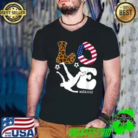 Love Usa 2022 Soccer Team American Flag Buffalo Plaid Leopard Football T-Shirt