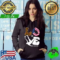 Love Usa 2022 Soccer Team American Flag Buffalo Plaid Leopard Football T-Shirt Hoodie