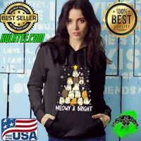 Meowy Catmas Cat Christmas Tree Xmas Girls Boys Funny Santa T-Shirt Hoodie