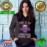 This Is My Christmas Pajama Bat Xmas Lights Santa Hat T-Shirt Hoodie