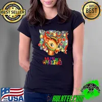 Victorian Vintage Merry Christmas Santas Reindeer T-Shirt Ladies Tee