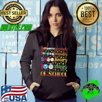 100 Days Of School Teacher Student Day Hours Minutes Seconds Retro Stars T-Shirt Hoodie