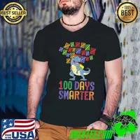 100 Days Smarter 100th Day Of School Outfit T-Rex Dinosaur T-Shirt