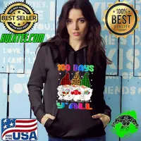 100 Days Y'all Gnome Plaid And Leopard Colors Teacher 100th Day Of School Gift T-Shirt Hoodie