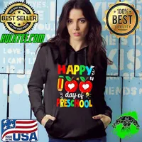 Happy 100th Day Of Preschool Apples Teacher 100 Days Of School T-Shirt Hoodie