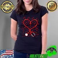 Heart Stethoscope Cute Love Nursing Valentines Day Nurse T-Shirt Ladies Tee
