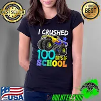 I Crushed 100 Days Of School Colors Stars Monster Truck T-Shirt