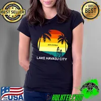 Lake Havasu City Beach Vintage Surf Palm 70s Venice T-Shirt Ladies Tee