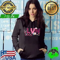 Love Stethoscope Nurse Lvn Life Valentine Day Leopard Plaid T-Shirt Hoodie